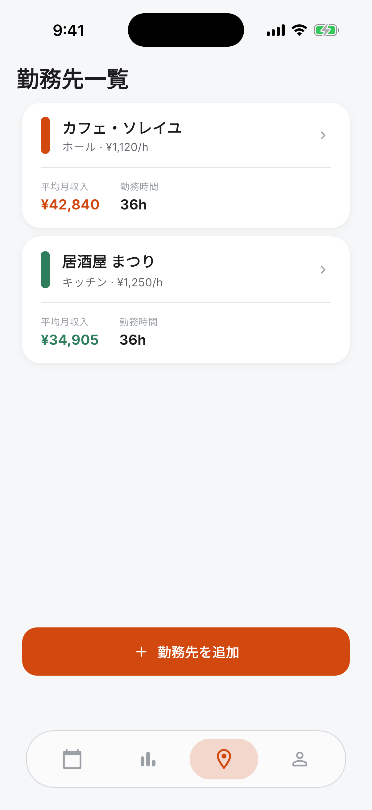 勤務先の管理画面